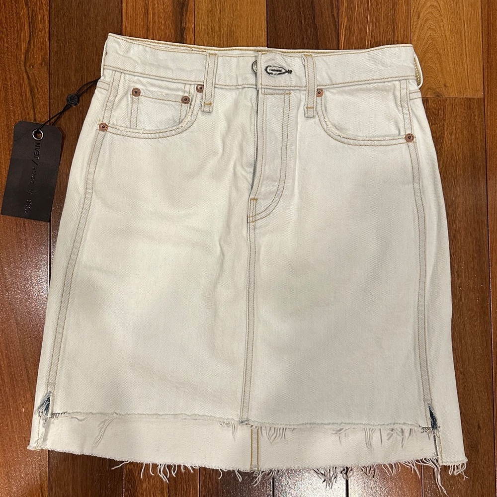 Rag and bone Vintage High-Rise Mini Skirt.light blue indigo wash. size 25